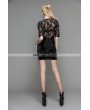 Devil Fashion Black Velvet Half Sleeves Lace Short Dress