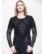 Devil Fashion Black Gothic Hole Mesh Shirt for Men