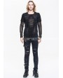 Devil Fashion Black Gothic Hole Mesh Shirt for Men