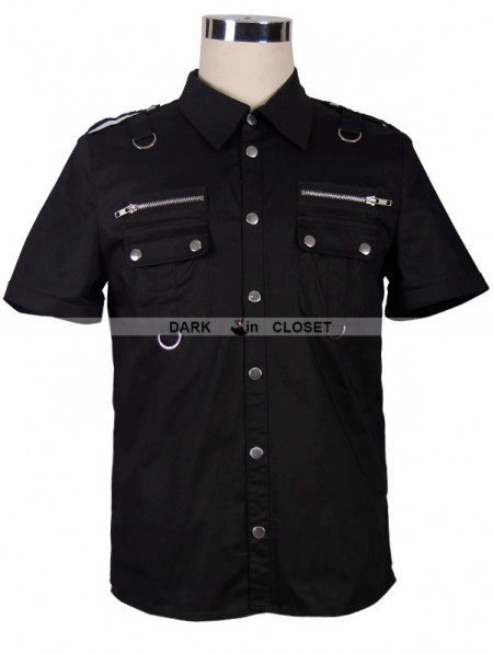 Devil Fashion Black Handsome Gothic Punk Short Sleeves Shirt for Men ...
