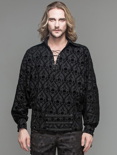 Devil Fashion Black Gothic Medieval Style Shirt for Men