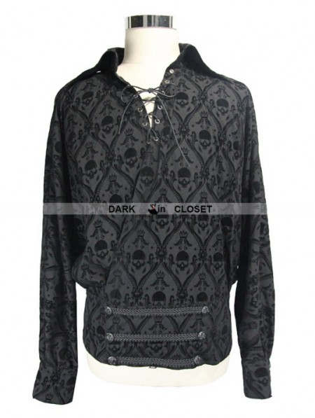 Devil Fashion Black Gothic Medieval Style Shirt for Men - DarkinCloset.com