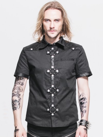 Devil Fashion Black Gothic Punk Short Sleeves Shirt for Men