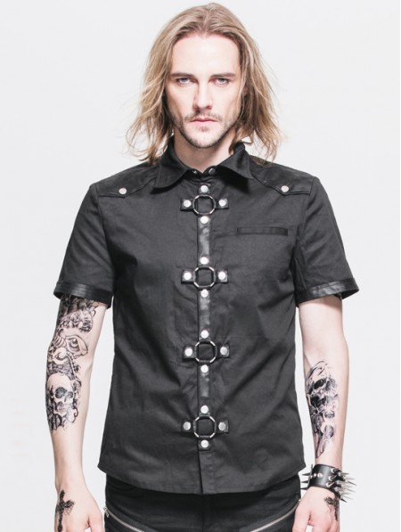 Devil Fashion Black Gothic Punk Short Sleeves Shirt for Men ...