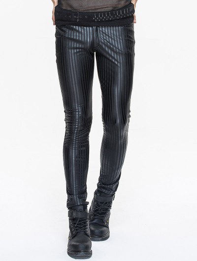 Devil Fashion Black Gothic Stripe Trousers for Men