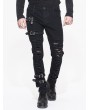 Devil Fashion Black Gothic Punk Buckle Blet Trousers for Men