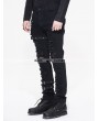Devil Fashion Black Gothic Punk Buckle Blet Trousers for Men