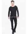 Devil Fashion Black Gothic Punk Buckle Blet Trousers for Men