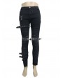 Devil Fashion Black Gothic Punk Buckle Blet Trousers for Men