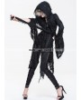 Devil Fashion Black Gothic Hooded Tassle Jacket for Women