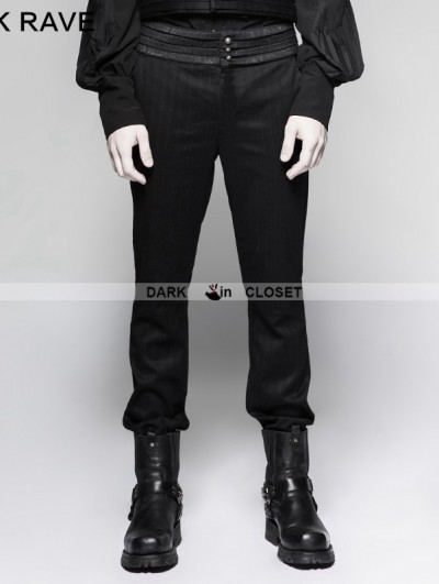 Punk Rave Black Gentleman Steampunk Striped Trousers for Men