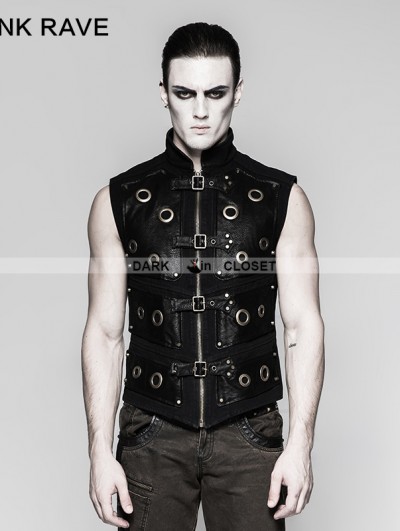 Punk Rave Black Gothic Heavy Punk Corn Vest for Men