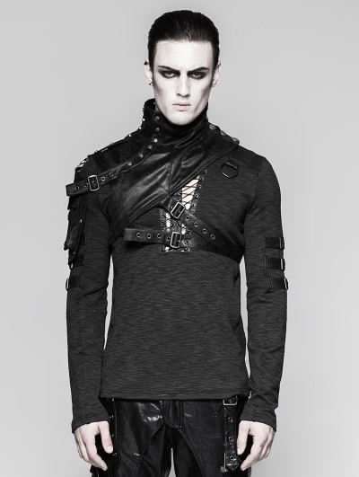 Punk Rave Black Mechanical Steampunk Armor Short Jacket for Men