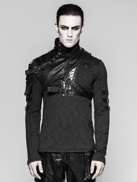 Punk Rave Black Mechanical Steampunk Armor Short Jacket for Men ...