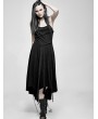 Punk Rave Black Gothic Suspender Asymmetric Long Dress