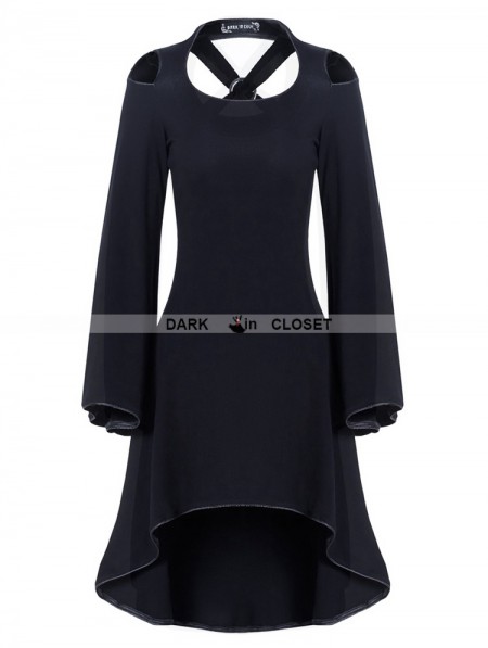 Dark in Love Black Gothic Off-the-Shoulder High-Low Dress ...