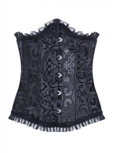 Dark in Love Black Gothic Vintage Pattern Underbust Corset