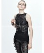 Devil Fashion Black PU Gothic Pocket Top Vest for Women