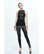 Devil Fashion Black PU Gothic Pocket Top Vest for Women