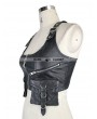 Devil Fashion Black PU Gothic Pocket Top Vest for Women