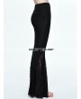 Devil Fashion Black Gothic Cross Lace Bell-Bottomed Pants for Women
