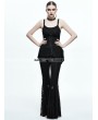 Devil Fashion Black Gothic Cross Lace Bell-Bottomed Pants for Women