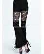 Devil Fashion Black Gothic Punk Hole Bell-Bottomed Pants for Women