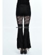 Devil Fashion Black Gothic Punk Hole Bell-Bottomed Pants for Women