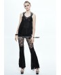 Devil Fashion Black Gothic Punk Hole Bell-Bottomed Pants for Women