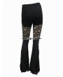 Devil Fashion Black Gothic Punk Hole Bell-Bottomed Pants for Women