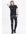 Devil Fashion Black Gothic Net Short Sleeves T-Shirt for Men