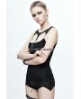 Devil Fashion Black Gothic Punk Buckle Belt Top for Women