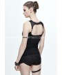 Devil Fashion Black Gothic Punk Buckle Belt Top for Women