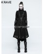 Punk Rave Black Gothic Military Uniform Worsted Long Coat for Women