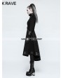 Punk Rave Black Gothic Military Uniform Worsted Long Coat for Women