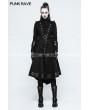 Punk Rave Black Gothic Military Uniform Worsted Long Coat for Women