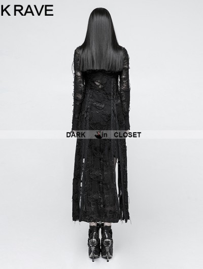 Punk Rave Black Gothic Retro Lace Rope Dress - DarkinCloset.com