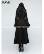 Punk Rave Black Gothic Disc Flowers Long Winter Fur Coat for Women