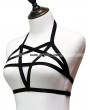 Black Womens Sexy Gothic Pentagram Harness Bra 0001