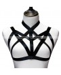 Black Hollow Out Gothic Harness Elastic Cage Bra 0004