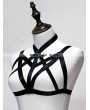 Black Hollow Out Gothic Harness Elastic Cage Bra 0004