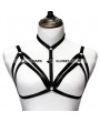 Black Gothic Harness Elastic Cupless Bra 0005