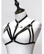 Black Gothic Harness Elastic Cupless Bra 0005