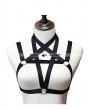 Black Sexy Gothic Pentagram Harness Cupless Bra 0006