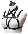 Black Sexy Gothic Pentagram Harness Cupless Bra 0006