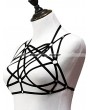 Black Gothic Harness Elastic Cage Bra 0007