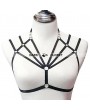 Black Sexy Gothic Harness Elastic Cupless Bra 0008