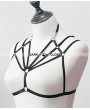 Black Sexy Gothic Harness Elastic Cupless Bra 0008