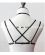 Black Sexy Gothic Harness Elastic Cupless Bra 0008