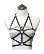 Black Elastic Gothic Harness Cage Cupless Bra 0010